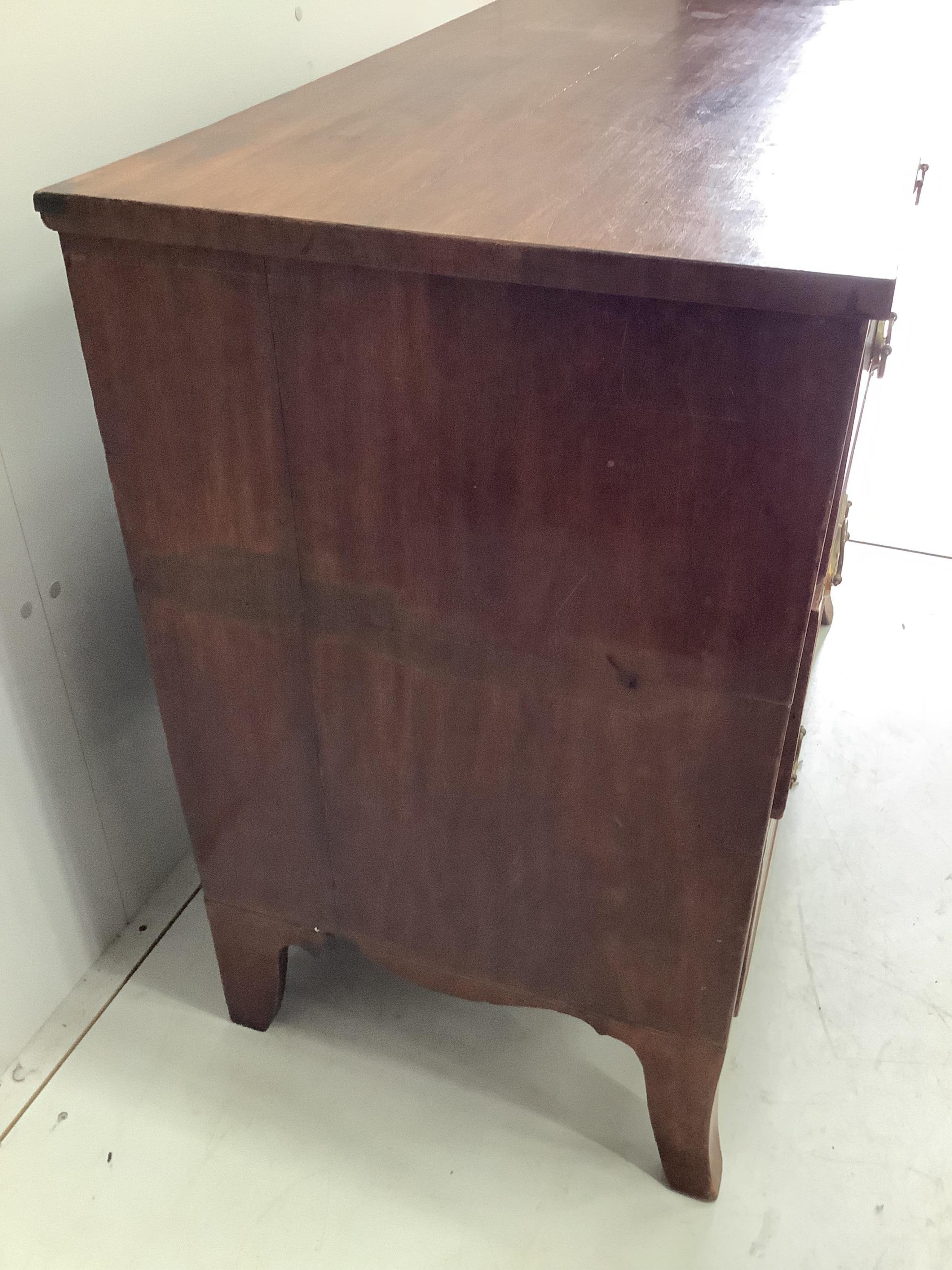 A Regency mahogany three drawer chest, width 103cm, depth 54cm, height 89cm. Condition - poor to fair